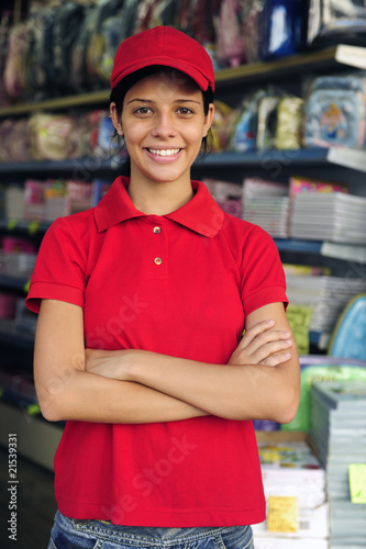 Photo: teenage girl working part time in a stationery shop teenage girl working part time in a stationery shop