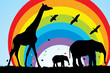 giraffe and elephants in africa