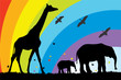 giraffe and elephants in africa