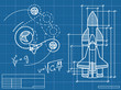 blueprint of the spaceship and its flight path