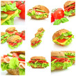 Collage mit verschiedenen frischen belegten Brötchen
