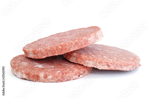 Photo: Three Frozen Hamburger Patties Three Frozen Hamburger Patties