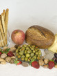 Buffet of fruits, nuts, cheese, bread  608