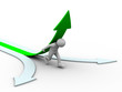 man climb green arrow. Isolated 3D image man climb green arrow. Isolated 3D image