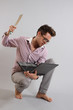 a young man with a laptop