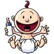 Das Baby lacht.