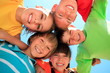 Five happy kids in circle