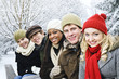 Photo: Group of friends outside in winter Group of friends outside in winter