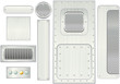 brushed metal surface: panels,plates,grates -isolated