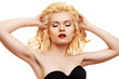 Beautiful blonde with red lips Beautiful blonde with red lips
