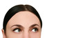 young woman looks up and thinks young woman looks up and thinks