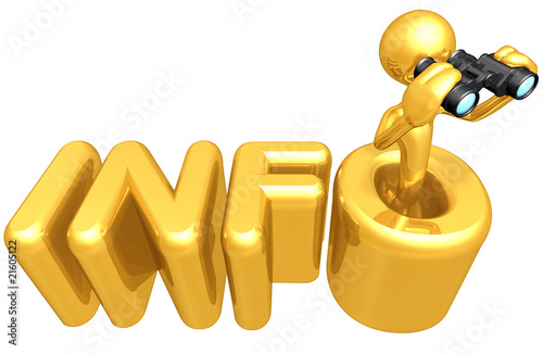 Illustration: Gold Guy Looking Through Binoculars Info Concept Gold Guy Looking Through Binoculars Info Concept