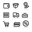 Black contour shopping set 2 web icons V2