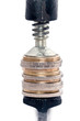Piles de pièces d'euros pressée par un étau Piles de pièces d'euros pressée par un étau