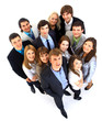 Portrait of smiling business people against white background.