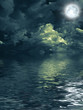 moon with nightly clouds over the water