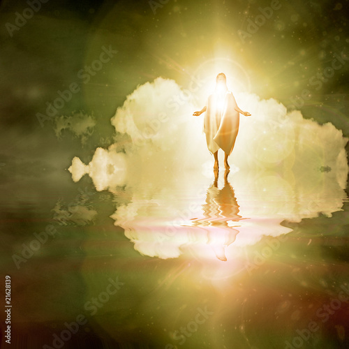 Illustration : Figure walks on water Figure walks on water