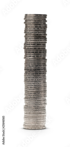 Photo: big quantity of euro coins - saving money isolated don white big quantity of euro coins - saving money isolated don white
