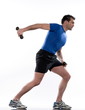 man doing workout Lunges.Triceps Extension
