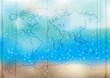 drawing map on the rain drops background