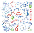 Set of funny school doodles Set of funny school doodles