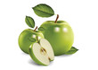 green apples on white background