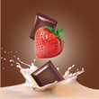 strawberries with chocolate and milk