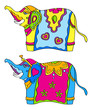 Colorful decorated indian elephants isolated