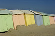 France, Berck, cabines colorées sur la plage