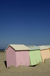 France, Berck, cabines colorées sur la plage