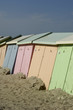 France, Berck, cabines colorées sur la plage