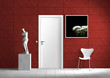 Innenraum mit roter Wand Rendering