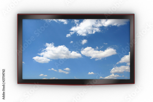 Photo: Front of a wall-mounted stylish LCD TV Front of a wall-mounted stylish LCD TV