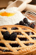 raspberry crostata with flour close up raspberry crostata with flour close up