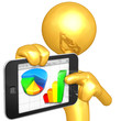 Gold Guy With Touch Screen Mobile Device Business Report