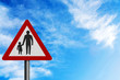 Photo realistic 'pedestrians' sign, against a bright blue sky, w