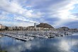 Marina in the port of Alicante and Santa Barbara castle