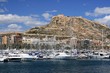 Marina in the port of Alicante and Santa Barbara castle