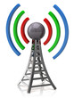 wireless tower with radio waves