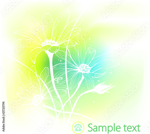 Vector: Spring flowers on watercolor background. Vector illustration. Spring flowers on watercolor background. Vector illustration.