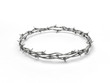 Barbed wire wreath on white background