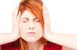 unhappy redhead woman