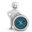 Funny smile character with compass Funny smile character with compass