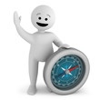 Funny smile character with compass Funny smile character with compass