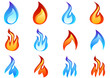Set of colored fires