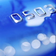 closeup of blue credit card