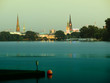 Hansestadt Hamburg in der Abenddämmerung