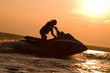beautiful girl riding her jet skis
