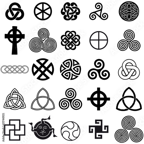 Set of Celtic symbols icons vector. Tattoo design set.
