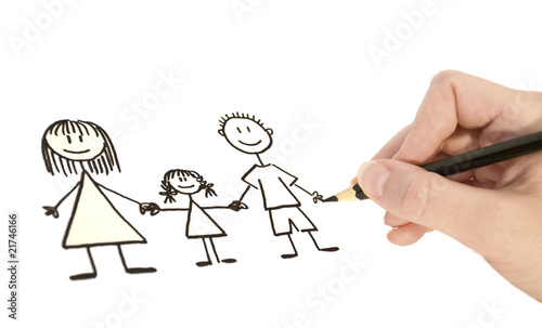 Happy Family - Woman drawing happy family